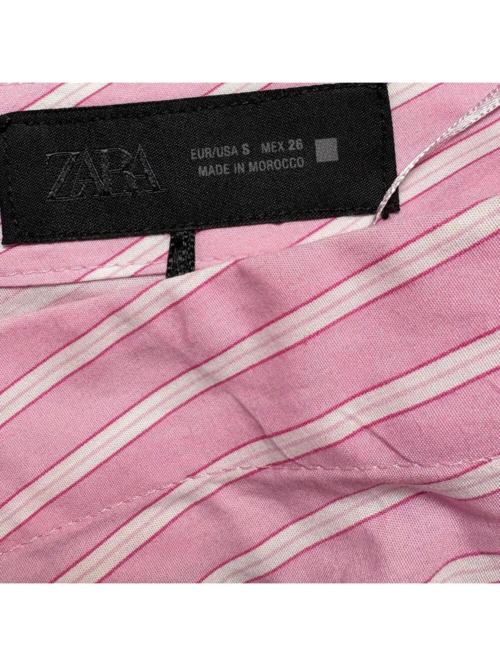 Zara Pink Pinstripe Babydoll Top Size Small - Picture 3 of 3